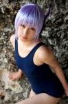 ayane_(doa) beach cosplay dead_or_alive headband one-piece_swimsuit purple_hair school_swimsuit swimsuit tachibana_minami rating:Safe score:0 user:nil!