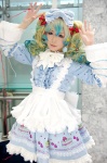apron asami_uki cosplay dress hairbow multi-colored_hair nia_teppelin striped tengen_toppa_gurren-lagann twintails rating:Safe score:1 user:pixymisa