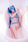 aqua_hair bathroom bathtub bikini cosplay hatsune_miku headset mashiro_yuki project_diva swimsuit twintails vocaloid rating:Safe score:0 user:nil!