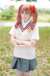 blouse cosplay hairbows koka pantyhose pleated_skirt red_hair school_uniform shirai_kuroko skirt sweater_vest to_aru_majutsu_no_index twintails rating:Safe score:0 user:nil!