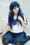 asakura_irori baka_to_test_to_shoukanjuu blue_hair cosplay hair_ribbons kirishima_shouko pleated_skirt sailor_uniform school_uniform skirt thighhighs rating:Safe score:2 user:nil!