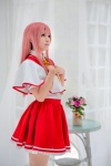 aiyoku_no_eustia blouse cosplay enako eustia_astraea koku_no_kanaria miniskirt pink_hair school_uniform skirt rating:Safe score:0 user:nil!