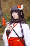 azaka cosplay gauntlets horns inu_boku_secret_service kimono pleated_skirt purple_hair shirakiin_ririchiyo skirt spear rating:Safe score:0 user:nil!