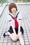 ankle_socks blouse cardcaptor_sakura cosplay hat hoshitamu kinomoto_sakura pleated_skirt sailor_uniform school_uniform skirt tie rating:Safe score:0 user:pixymisa