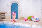 beach_ball bikini_top cosplay hair_ribbons inner_tube kaname_madoka mashiro_yuki miniskirt pink_hair pool puella_magi_madoka_magica skirt swimsuit twintails wet rating:Safe score:0 user:nil!