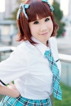 amami_haruka blouse cosplay hair_ribbons idolmaster kyouka pleated_skirt school_uniform skirt tie rating:Safe score:0 user:pixymisa