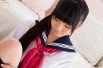 couch izumi_hiyori kneesocks ponytail sailor_uniform school_uniform shirt shoes rating:Safe score:1 user:zopo