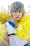 cheerleader_uniform cosplay ibara nagato_yuki pleated_skirt pom_poms silver_hair skirt suzumiya_haruhi_no_yuuutsu tank_top rating:Safe score:1 user:nil!