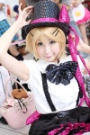 blonde_hair blouse bowtie chii cosplay hair_clips kagamine_rin suspenders tiered_skirt top_hat vocaloid rating:Safe score:1 user:pixymisa