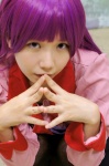 bakemonogatari blouse cosplay purple_hair reco school_uniform senjougahara_hitagi thighhighs tie rating:Safe score:0 user:pixymisa