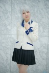 angel_beats! blazer blouse cosplay pleated_skirt ribbon_tie skirt takanashi_maui tenshi_(angel_beats!) white_hair yellow_eyes rating:Safe score:0 user:pixymisa