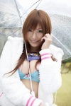 asuka_kirara bra bright_winter cleavage jacket rain shirt shirt_lift umbrella rating:Safe score:1 user:mock