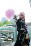 boots cosplay detached_sleeves headset megurine_luka pink_hair pom_poms skirt sleeveless_blouse thighhighs vocaloid yuu rating:Safe score:3 user:nil!