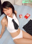 bed costume glasses halter_top kijima_noriko panties plaid school_uniform tie rating:Safe score:0 user:nil!