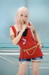 armband cosplay denim macross macross_frontier pink_hair seino_merika sheryl_nome shorts tank_top tubetop rating:Safe score:0 user:nil!