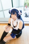 apron blue_hair bow choker cosplay detached_sleeves dress hairband kneehighs love_live!_school_idol_project sonoda_umi yuushi rating:Safe score:1 user:pixymisa
