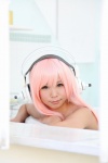 cosplay headphones itsuki_akira nitro_super_sonic pink_hair super_akira super_soniko rating:Safe score:0 user:nil!