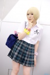 blonde_hair blouse bookbag cosplay pleated_skirt razu school_uniform skirt tagme_character tagme_series rating:Safe score:1 user:nil!