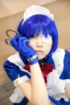 apron blue_hair bowtie choker cosplay dress eyepatch hairband handcuffs ikkitousen maid maid_uniform ryomou_shimei sakura_ryuu rating:Safe score:1 user:pixymisa