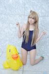blonde_hair cosplay inflatable_toy kiichigo_taruto love_live!_school_idol_project minami_kotori one-piece_swimsuit pantyhose sheer_legwear side_ponytail swimsuit rating:Safe score:1 user:nil!
