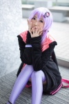 cosplay dress hana_(ii) hoodie purple_hair thighhighs twintails vocaloid yuzuki_yukari zettai_ryouiki rating:Safe score:2 user:nil!