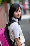 backpack blouse hagiwara_mai hello_project_digital_books_70 pleated_skirt school_uniform skirt sweater_vest rating:Safe score:0 user:nil!