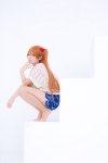 blue_eyes cosplay hair_pods neon_genesis_evangelion pantyhose red_hair sheer_legwear shorts soryu_asuka_langley sweater twintails uri rating:Safe score:3 user:pixymisa