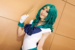 bishoujo_senshi_sailor_moon bow choker cosplay gloves green_hair kaiou_michiru meri mirror pleated_skirt sailor_neptune sailor_uniform school_uniform skirt rating:Safe score:0 user:pixymisa
