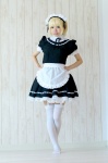 apron blonde_hair cosplay garter_belt hayase_ami headband maid maid_uniform original thighhighs zettai_ryouiki rating:Safe score:6 user:pixymisa