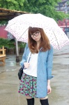 blouse glasses hairband hayase_ami miniskirt skirt sweater thighhighs umbrella zettai_ryouiki rating:Safe score:0 user:nil!