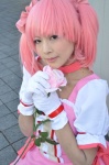 choker cosplay dress flower gloves hairbows kaname_madoka mizushiro_miyabi pink_eyes pink_hair puella_magi_madoka_magica twintails rating:Safe score:0 user:pixymisa