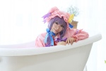 amatsuka_miyu bathroom bathtub cosplay glasses hat patchouli_knowledge purple_hair robe touhou rating:Safe score:0 user:nil!