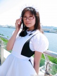 apron costume glasses looking_over_glasses maid maid_uniform satou_yui rating:Safe score:0 user:nil!