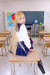 aino_minako bishoujo_senshi_sailor_moon blonde_hair cosplay hairbow higurashi_rin pleated_skirt rinrin_ga_ippa_korekushon_2 sailor_uniform school_uniform skirt rating:Safe score:2 user:nil!