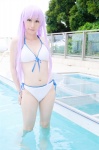 bikini cleavage cosplay crystal_crown feena_fam_earthlight kamui_arisa pool purple_hair side-tie_bikini swimsuit wet yoake_mae_yori_ruri_iro_na rating:Safe score:1 user:nil!