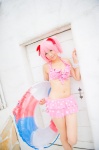 bikini_top cosplay hair_ribbons inner_tube kaname_madoka mashiro_yuki miniskirt pink_hair puella_magi_madoka_magica skirt swimsuit twintails rating:Safe score:1 user:nil!