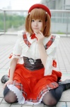 aizawa_tomomi beret black_legwear blouse corset cosplay miniskirt nana_(iv) pantyhose pia_carrot pia_carrot_3 skirt twintails rating:Safe score:3 user:nil!