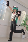animal_ears aqua_hair blouse cat_ears choker cosplay hatsune_miku headset necoco necosmo paw_gloves project_diva suspenders tail trousers twintails vocaloid rating:Safe score:0 user:nil!