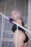 ass bodysuit castle_of_glass cosplay elbow_gloves fate/grand_order fate/series gloves mash_kyrielight pink_hair saku rating:Safe score:1 user:nil!