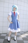 blouse blue_hair cirno cosplay hairbow jumper manyu socks touhou rating:Safe score:0 user:nil!