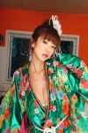 bikini_top cleavage dgc_0539 flower hoshino_aki kitchen open_robe robe swimsuit rating:Safe score:0 user:nil!