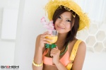 bikini_top cleavage girlz_high kanesaki_ryo open_clothes overalls straw_hat swimsuit rating:Safe score:0 user:nil!