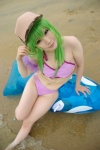 baseball_cap beach bikini cc cleavage code_geass cosplay green_hair mosaic_kakera ocean swimsuit tatsuki wet rating:Safe score:1 user:nil!