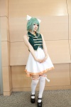 animal_ears bell cat_ears cosplay dress green_hair gumi o-sui tail thighhighs vest vocaloid zettai_ryouiki rating:Safe score:2 user:pixymisa