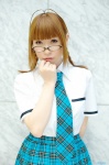 ahoge akizuki_ritsuko blouse chippi cosplay glasses idolmaster pleated_skirt school_uniform skirt tie twin_braids rating:Safe score:0 user:nil!