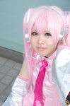 blouse cosplay detached_sleeves hatsune_miku headset nukokan pink_hair tie twintails vocaloid rating:Safe score:0 user:pixymisa