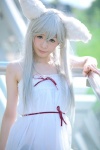 animal_ears bakemonogatari cat_ears cosplay dress hanekawa_tsubasa mikiko silver_hair rating:Safe score:1 user:nil!