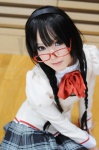 akemi_homura blazer cosplay glasses kipi miniskirt pleated_skirt puella_magi_madoka_magica school_uniform skirt twin_braids rating:Safe score:0 user:DarkSSA
