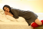 bed dress iriyama_noriko sweater_dress thighhighs zettai_ryouiki rating:Safe score:0 user:nil!
