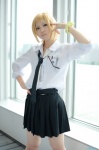 blonde_hair blouse cosplay glasses original pleated_skirt school_uniform skirt tie yuyu rating:Safe score:0 user:nil!